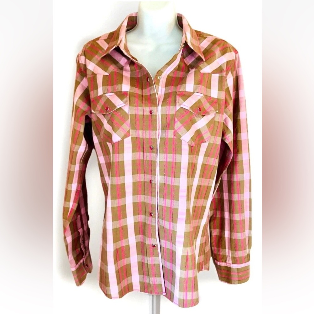 🤠RANSOM RANCH🤠 ROCKABILLY PLAID LONG SLEEVE SNAP-DOWN SPARKLE BLING-BACK SHIRT